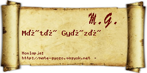 Máté Győző névjegykártya